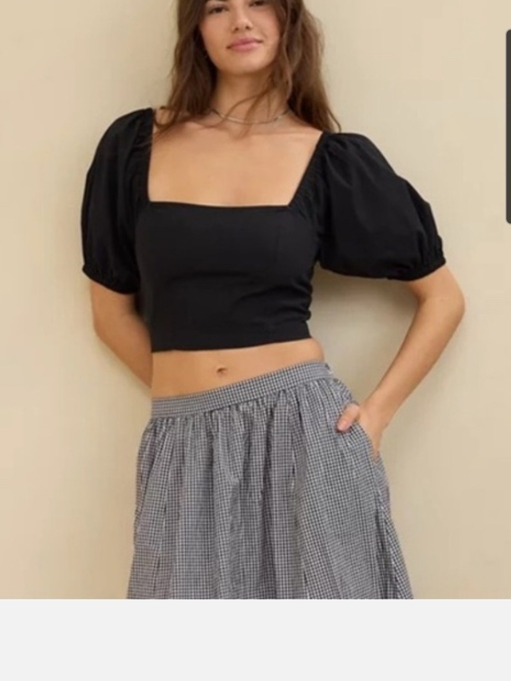 aerie - Like New Puff Sleeve Square Neck Crop Top - L